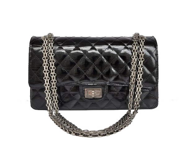 AAA Chanel Classic Flap Bag Black Lizard Leather Silver Hardware Fake